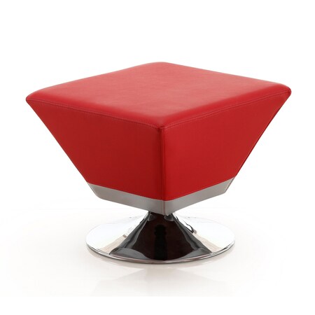 Manhattan Comfort Diamond Swivel Ottoman in Red and Polished Chrome OT002-RD